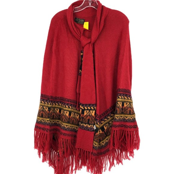 Unknown Sweaters - Vibrant Red Sleeveless Poncho | Versatile for All Seasons